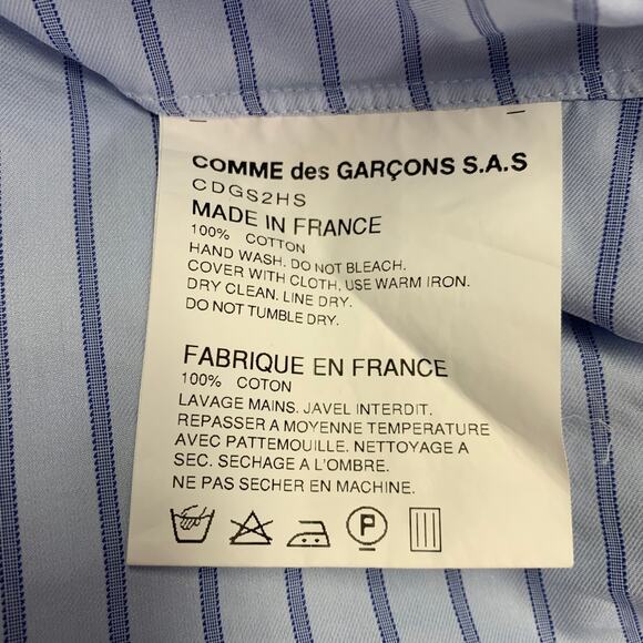 COMME des GARCONS SHIRT Size XL Light Blue Stripe Cotton Long Sleeve Shirt - Picture 5 of 5